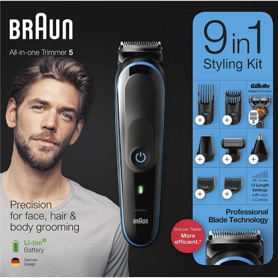 Picture of All-in-one trimmer  9-in-1 trimmer, 7 attachMents and Gillette Fusion5 ProGlide razor #MGK 5280