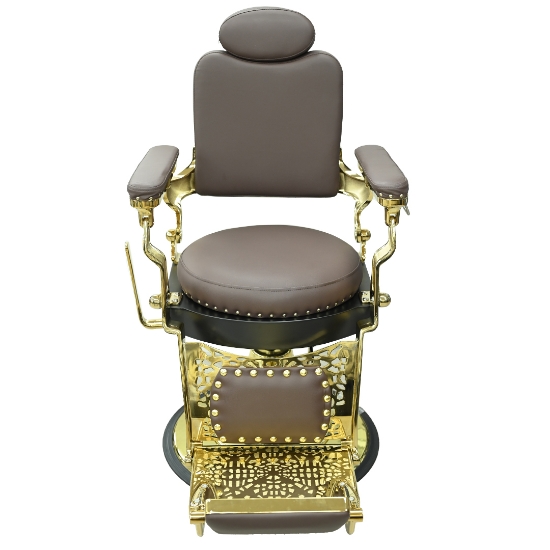 Picture of LEGEND BARBER CHAIR BROWN & GOLD LT857BG